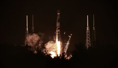 A SpaceX Falcon 9 rocket lifts off with three Midland-made AST SpaceMobile BlueBird satellites on board. The three were successfully placed into low Earth orbit.
