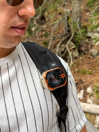Xlink 7 strapped to a backpack