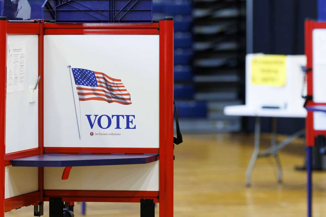 Voting booths in Bangor, Maine