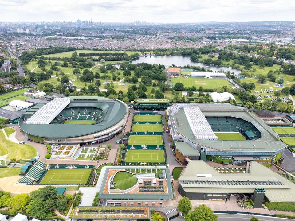 Aerial view of Wimbledon's Centre and Number one court
