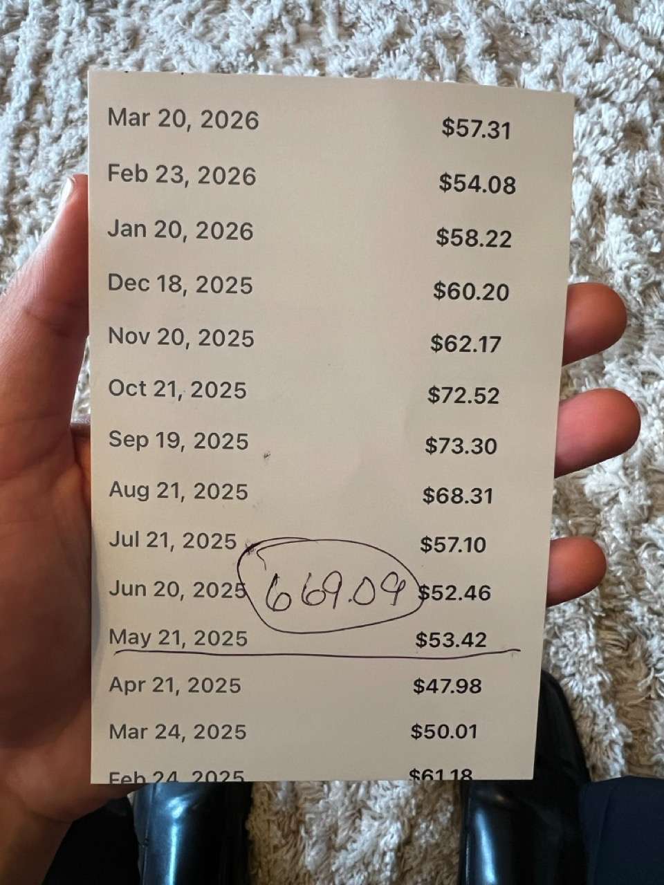 Spratlen requested the city commission for reimbursement on the previously paid water bills, assistance for the cost of bottled water, while considering the damage to appliances and household items due to discolored water - Photo of water bills from May 2025 to Mar. 2026 totaling $669.09