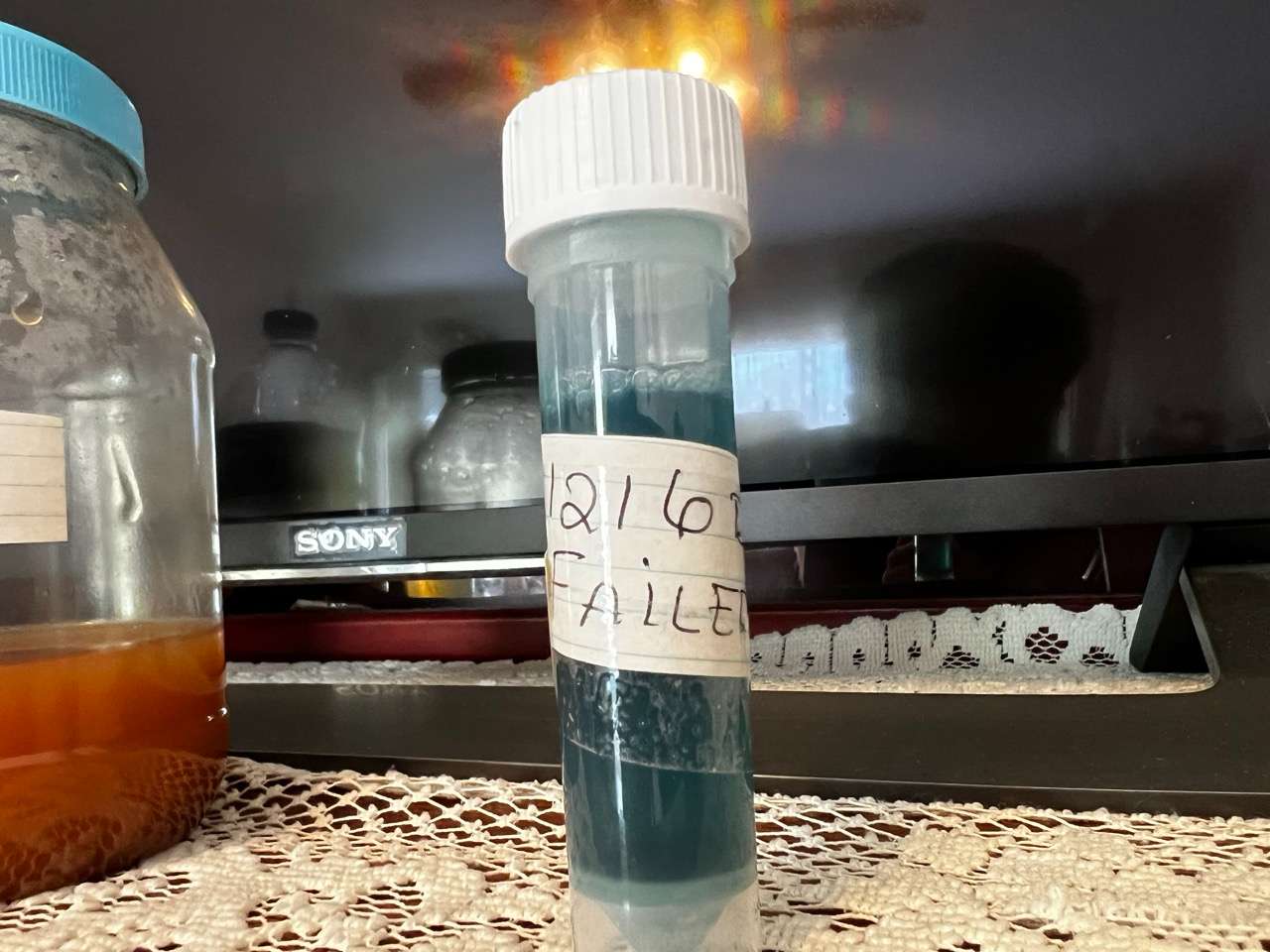 Coliform bacteria are present in this blue-green water capsule. <b>According to the Kansas Department of Health and Environment (KDHE), if coliform bacteria is in your water, your risk of contracting an illness is increased, and you need to address the problem.</b>