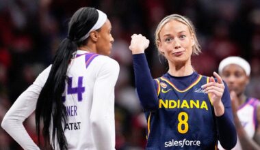 Sophie Cunningham protects Caitlin Clark with a rage-baiting finger-wag, miserable Buster & crash landing!