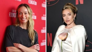 Olivia Wilde says she never got in an on-set screaming match with "Don't Worry Darling" star Florence Pugh. (Getty Images)