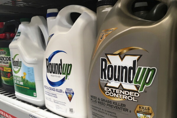 Containers of Roundup are displayed on a store shelf on Feb. 24, 2019, in San Francisco. (AP Photo/Haven Daley, File)