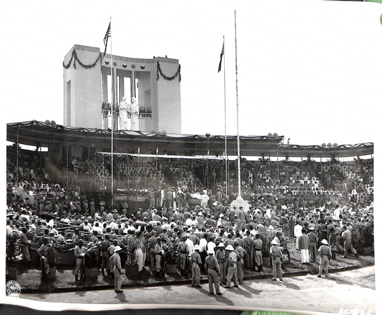A general view of the 4th of July ceremonies which inaugurated the independence of the Philippine Republic. July 4, 1946.