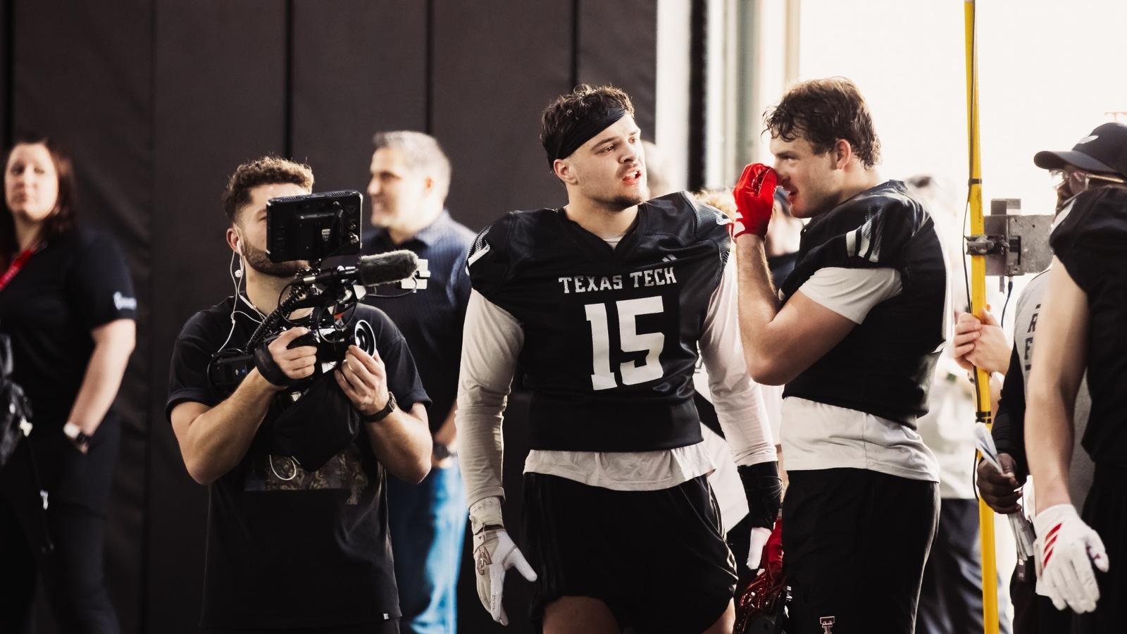 Joey McGuire joins the ESPNU set for a live TV segment during the 2025 Big 12 Media Days event at The Star in Frisco.
