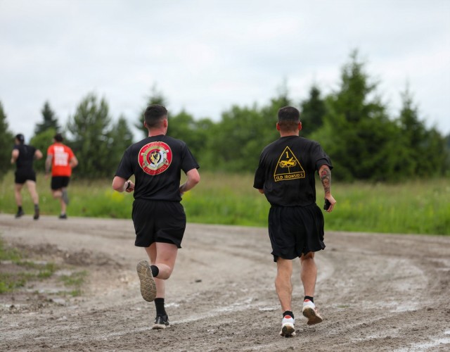U.S. Army, British, French soldiers participate in a 4x4x48 charity event to help bring awareness to mental health and combat stress