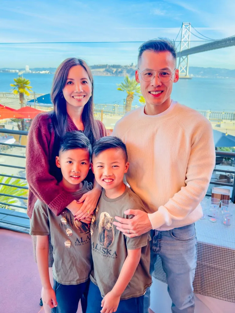 Pan with her family. Vicky Pan