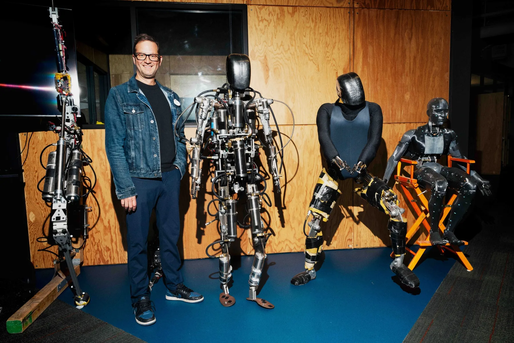 Kyle Laughlin with Disney Stuntronics robots.Photographer: Ethan Noah Roy/Bloomberg
