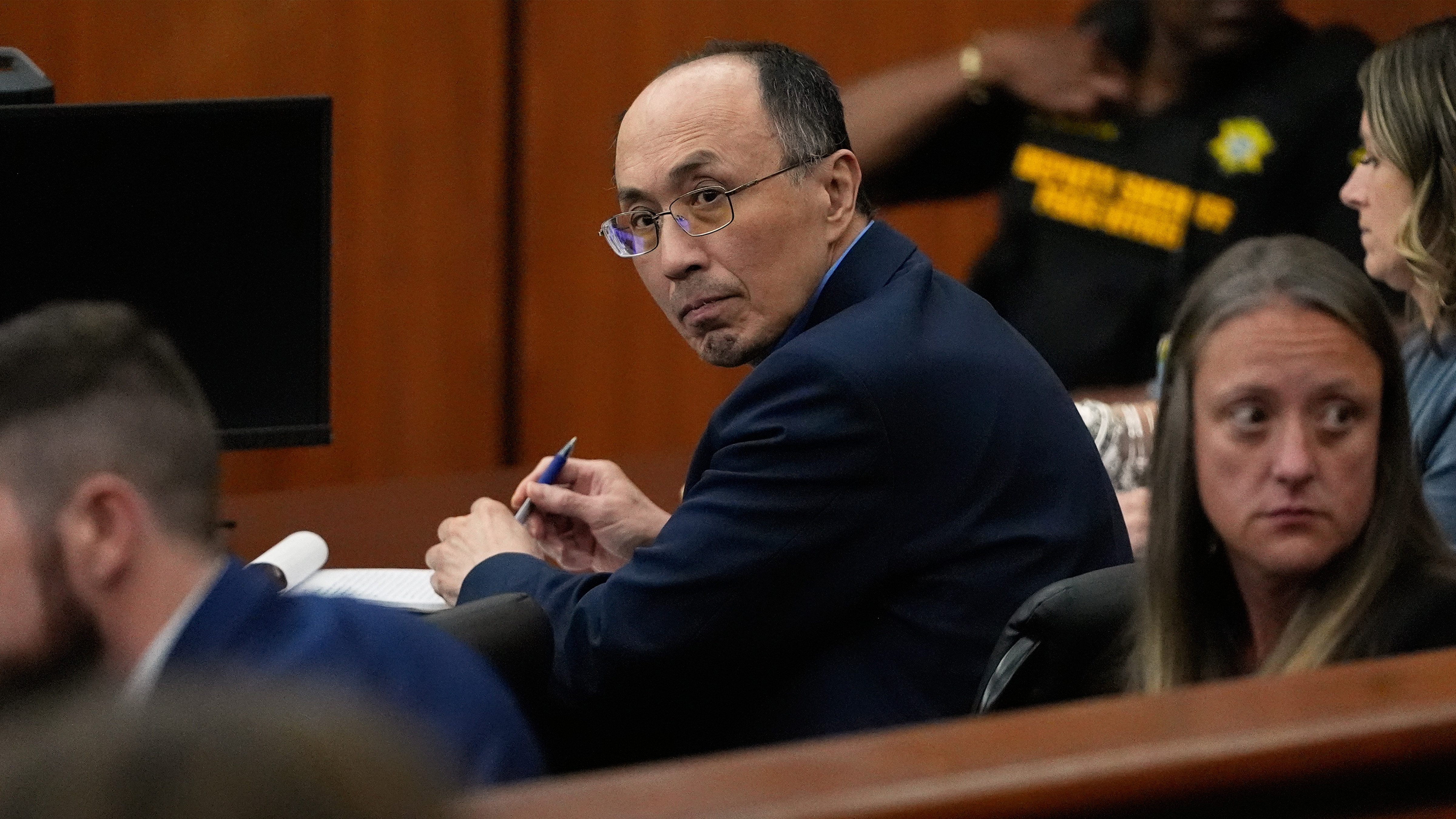 Chikei Rick Chow, a convenience store owner accused in the 2023 fatal shooting of a Black 14-year-old, appears in court during closing arguments in his murder trial, Monday, June 1, 2026, in Columbia, S.C.
