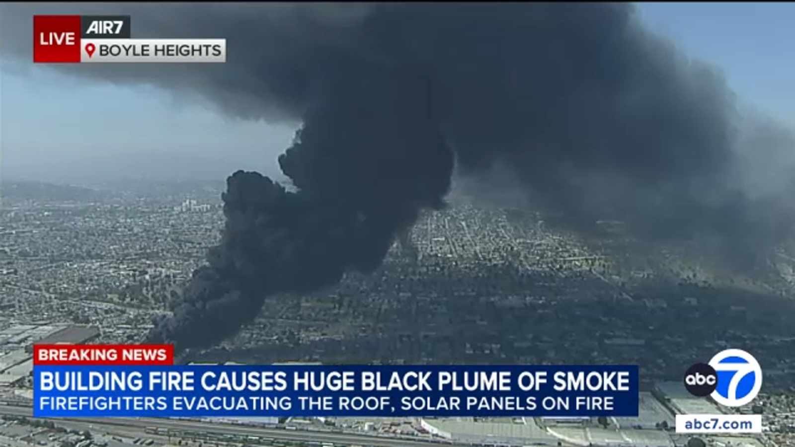 Massive fire breaks out in Boyle Heights near East Los Angeles; shelter in place ordered for area