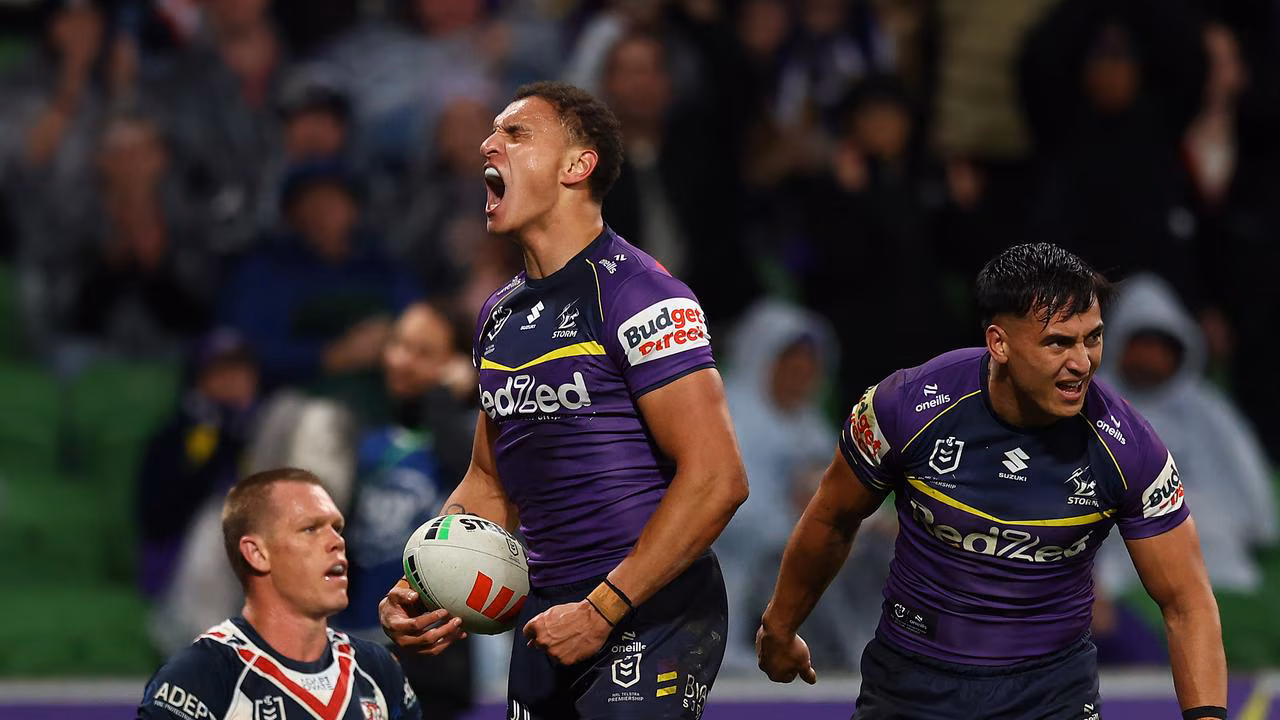 The Melbourne Storm are encouraging fans to tackle mental health together. Picture: Daniel Pockett/Getty Images
