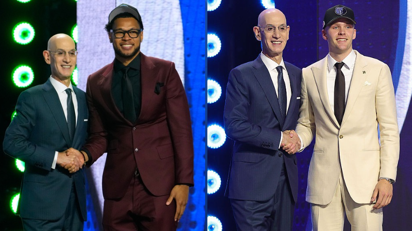 Photos of first-round picks Bennett Stirtz, Joshua Jefferson at NBA draft