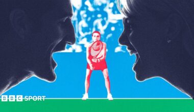Graphic showing adults shouting at a young tennis player