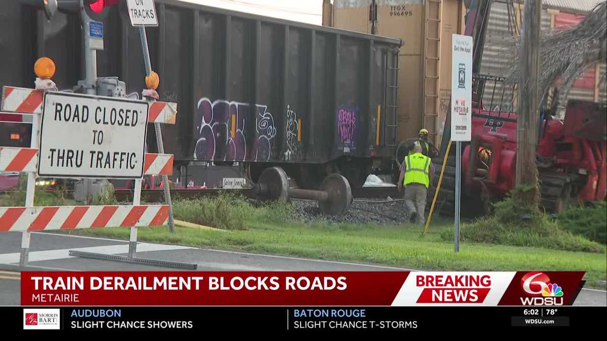 Train back on track after Metairie derailment blocked crossings overnight