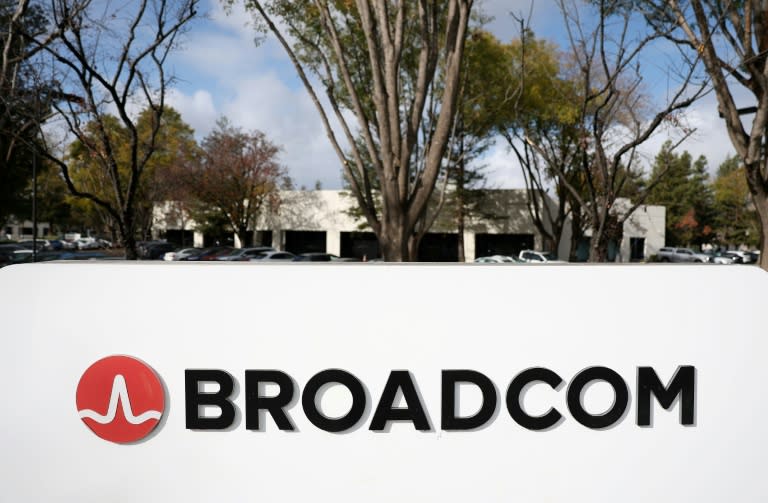 Shares in Broadcom slumped around 14 percent after a disappointing forecast by the chip manufacturer (JUSTIN SULLIVAN)
