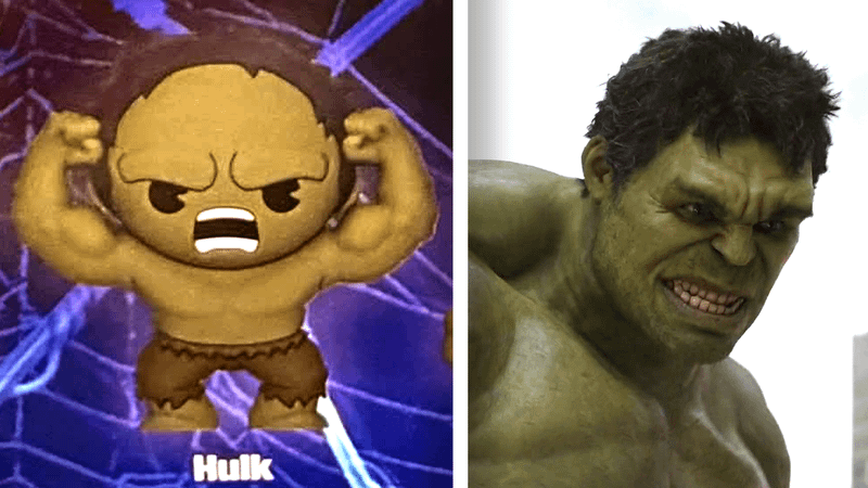 Hulk toy and Hulk in the MCU.