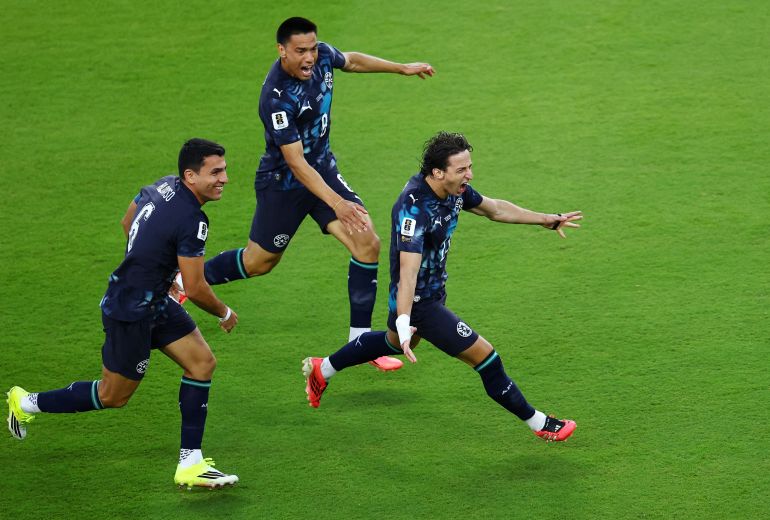Soccer Football - FIFA World Cup 2026 - Group D - Turkey v Paraguay - San Francisco Bay Area Stadium, Santa Clara, California, U.S. - June 19, 2026 Paraguay's Matias Galarza celebrates scoring their first goal REUTERS/Eloisa Lopez TPX IMAGES OF THE DAY