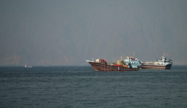 Vessels at the Strait of Hormuz, as seen from Musandam