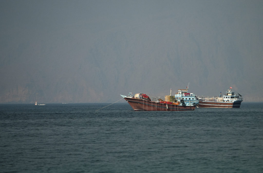 Vessels at the Strait of Hormuz, as seen from Musandam