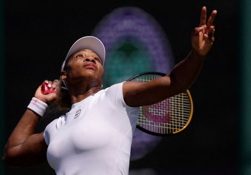 Serena Williams is practicing ahead of her Wimbledon comeback this week.
