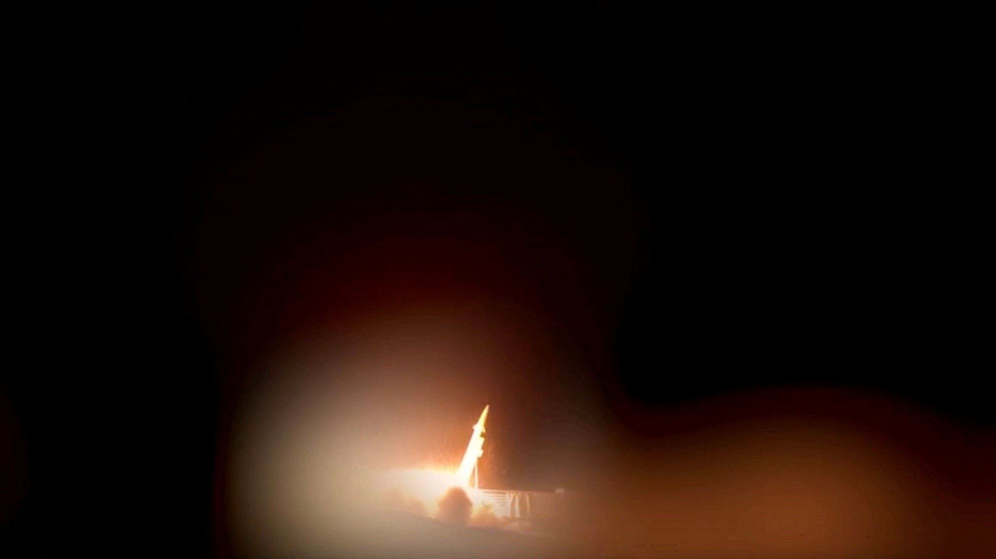 A screengrab from a handout video showing a missile launched by Iran, released on 28 June 2026