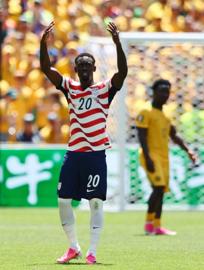 Folarin Balogun of the U.S. reacts during the FIFA World Cup 2026 match against Australia.