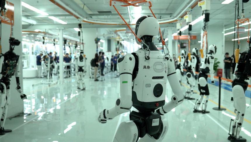 A robot factory in Beijing aims to ship 10,000 units by the end of 2026 and 500,000 by 2030, in line with the industry's goal of humanoid mass production.