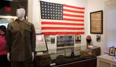 The exhibit features patriotic artifacts from over a century of American history, with relics from veterans of the Civil War all the way through Vietnam.