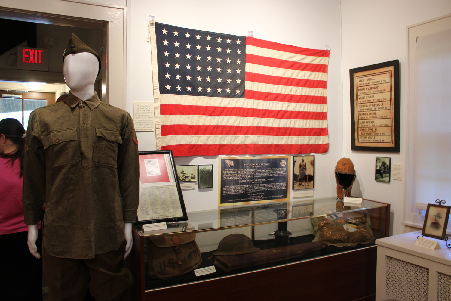 The exhibit features patriotic artifacts from over a century of American history, with relics from veterans of the Civil War all the way through Vietnam.