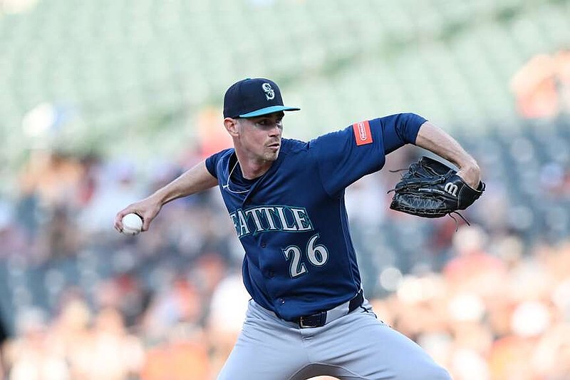 Seattle Mariners pitcher Emerson Hancock throws against the Baltimore Orioles in the second inning of a baseball game, Monday, June 8, 2026, in Baltimore. (AP Photo/Gail Burton)