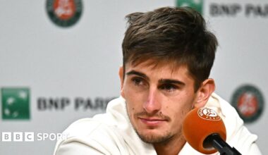 Matteo Arnaldi looks rueful