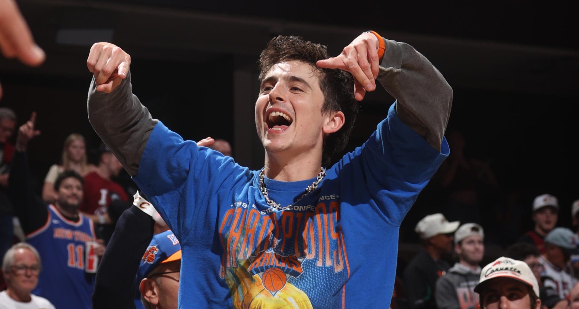 Donald Trump, Timothee Chalamet, Spike Lee Among Celebrities in Photos at Knicks vs. Spurs Game 3