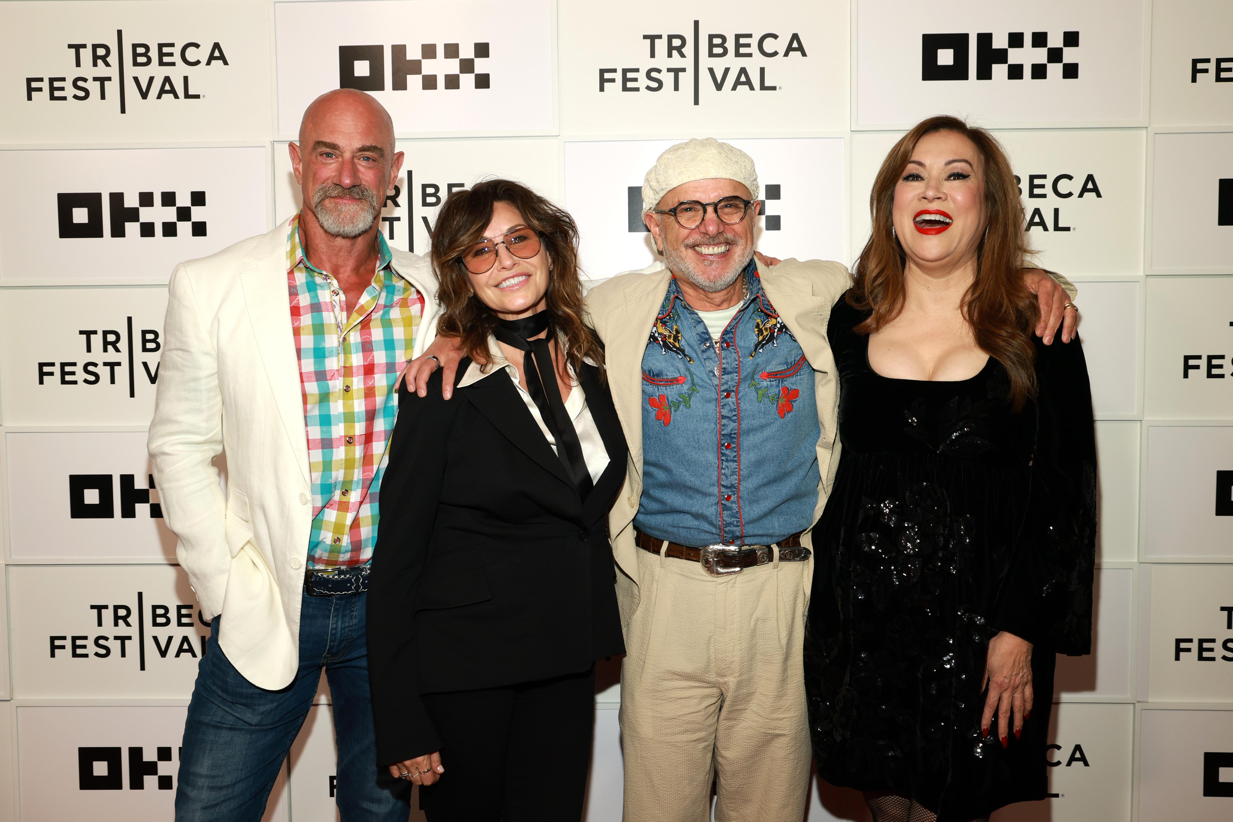 NEW YORK, NEW YORK - JUNE 07: (L-R) Christopher Meloni, Gina Gershon, Joe Pantoliano, and Jennifer Tilly attend the 