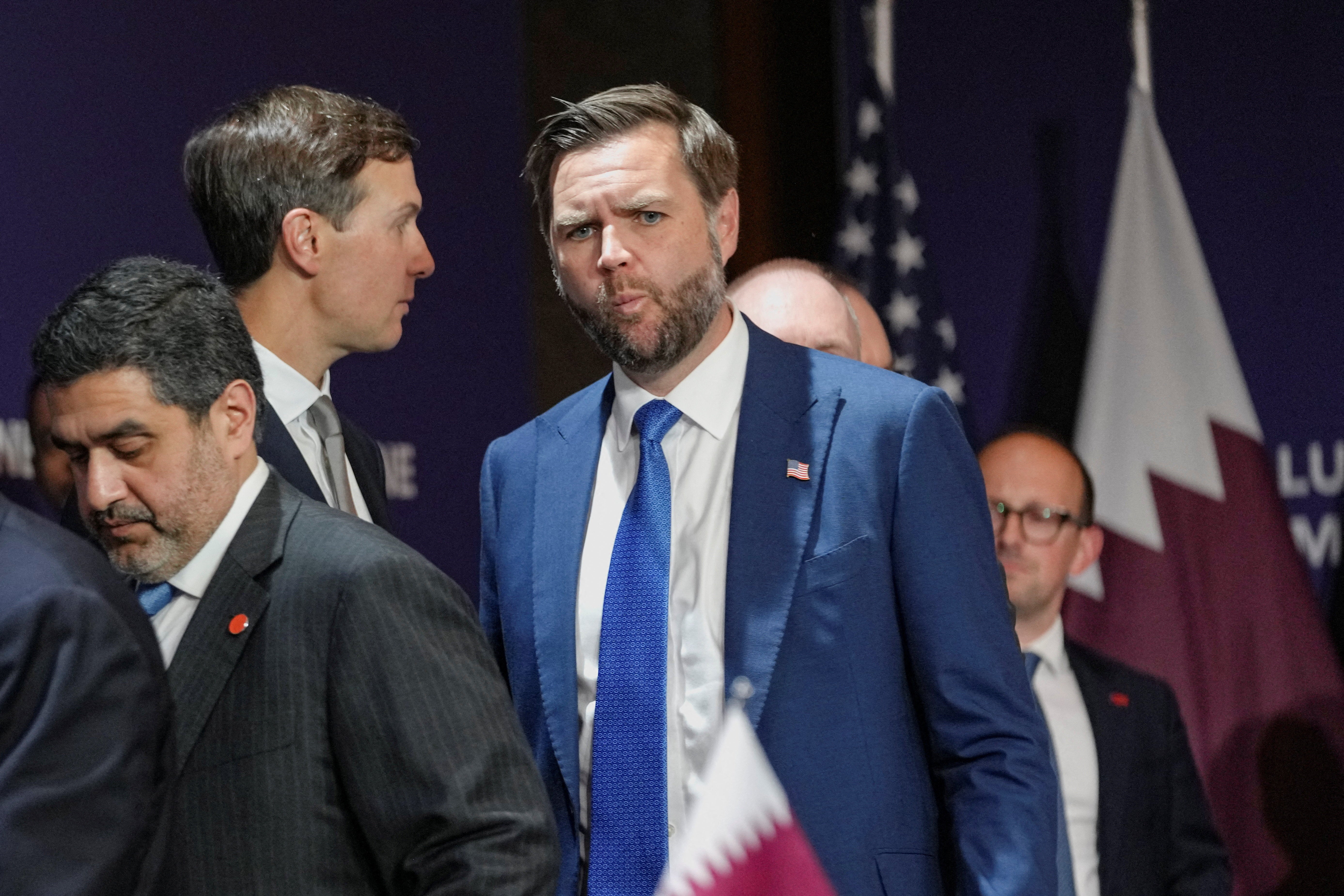 JD Vance and Jared Kushner (left) are in Switzerland for a round of peace talks with Iran