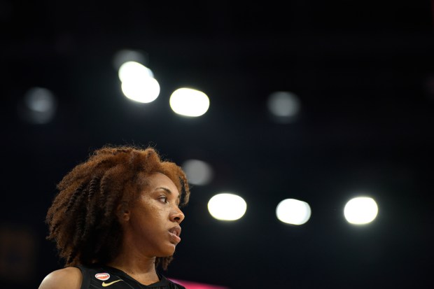 SAN FRANCISCO, CALIFORNIA - JUNE 24: Kayla Thornton #5 of the Golden State Valkyries looks on against the Atlanta Dream in the second quarter at Chase Center on June 24, 2026 in San Francisco, California. NOTE TO USER: User expressly acknowledges and agrees that, by downloading and or using this Photograph, user is consenting to the terms and conditions of the Getty Images License Agreement. (Photo by Eakin Howard/Getty Images)