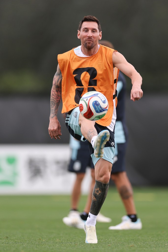 Argentina's Lionel Messi training for the FIFA World Cup 2026.