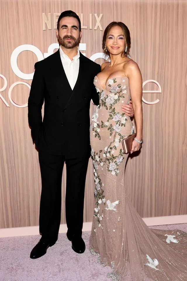 Jennifer Lopez and Brett Goldstein attend the 'Office Romance' New York premiere on June 2, 2026 in New York CityCredit: Getty Images