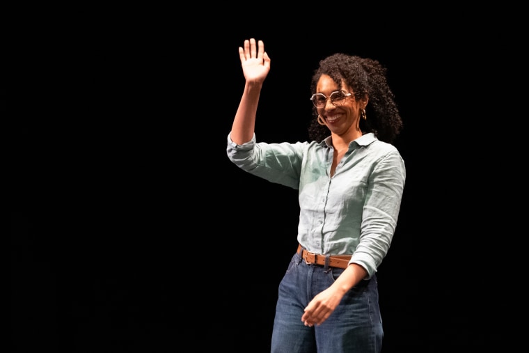 Darializa Avila Chevalier, Democratic House candidate for New York, during a "Get Out The Vote" rally in Brooklyn on June 18, 2026. 