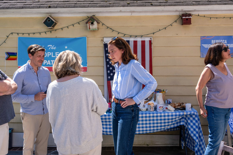 Rebecca Bennett meets with constituents at an event. 