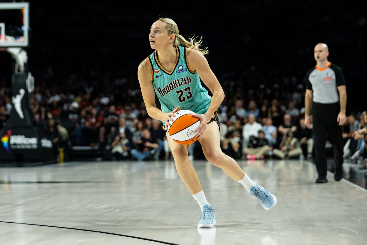 New York Liberty guard Marine Johannes (23) looks to shoot the ball during a WNBA game between the Las Vegas Aces and the New York Liberty, Tuesday June 23, 2026 in Las Vegas, Nev. New York Liberty guard Marine Johannes (23) looks to shoot the ball during a WNBA game between the Las Vegas Aces and the New York Liberty, Tuesday June 23, 2026 in Las Vegas, Nev.