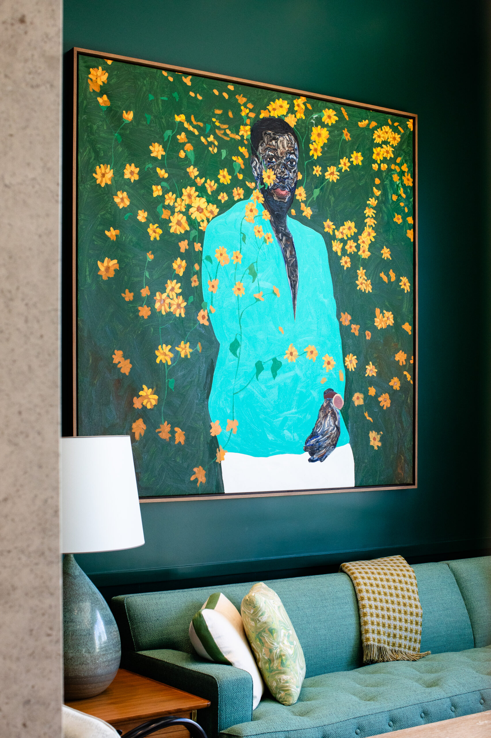 Amoako Boafo, Sunflower Field painting