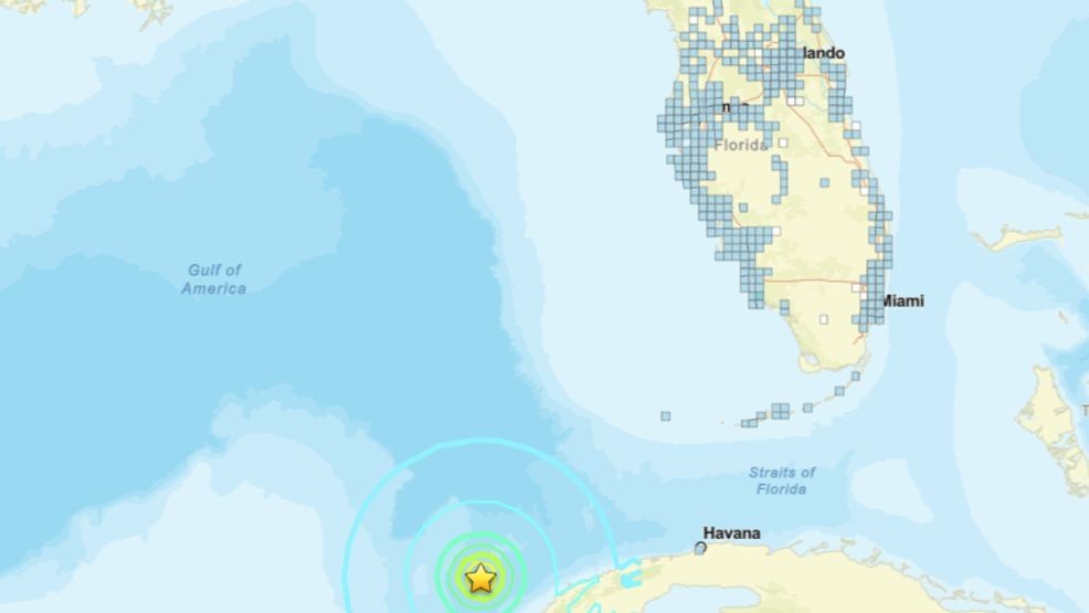 People across Florida reported feeling a 6.1-magnitude earthquake that struck at 2 p.m. Monday off the western Coast of Cuba. The National Weather Service shared a chart about 2:30 p.m. showing where many of the reports occurred. (National Weather Service/Courtesy)