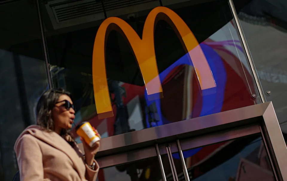 NEW YORK, NY - NOVEMBER 04: A woman walk pass McDonald's restaurant in Times Square following the firing of their CEO, Steve Easterbrook on November 4, 2019 in New York City. Easterbrook stated "This was a mistake," after he engaged in a consensual relationship with an employee that violated company policy. (Photo by Kena Betancur/Getty Images)