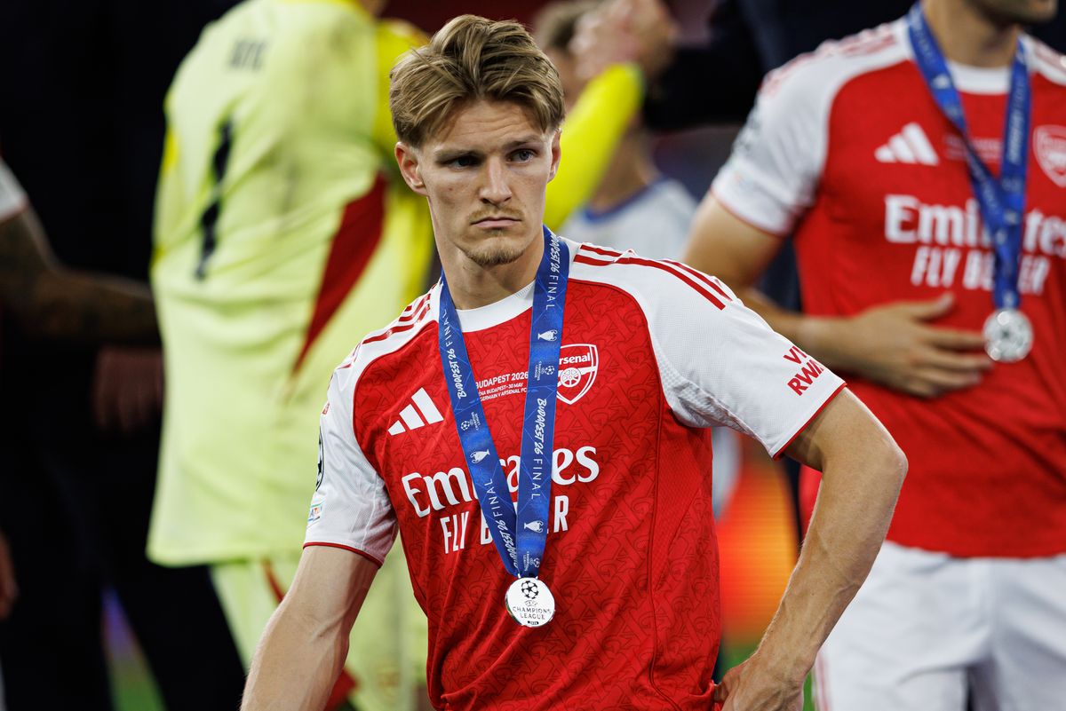 Martin Odegaard looks on after the Champions League final