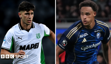Sassuolo's Cristian Volpato and Livingston's Tete Yengi