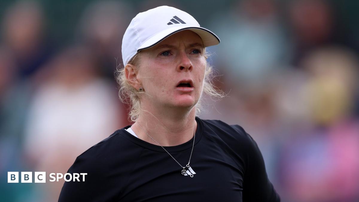Francesca Jones reacts to a point