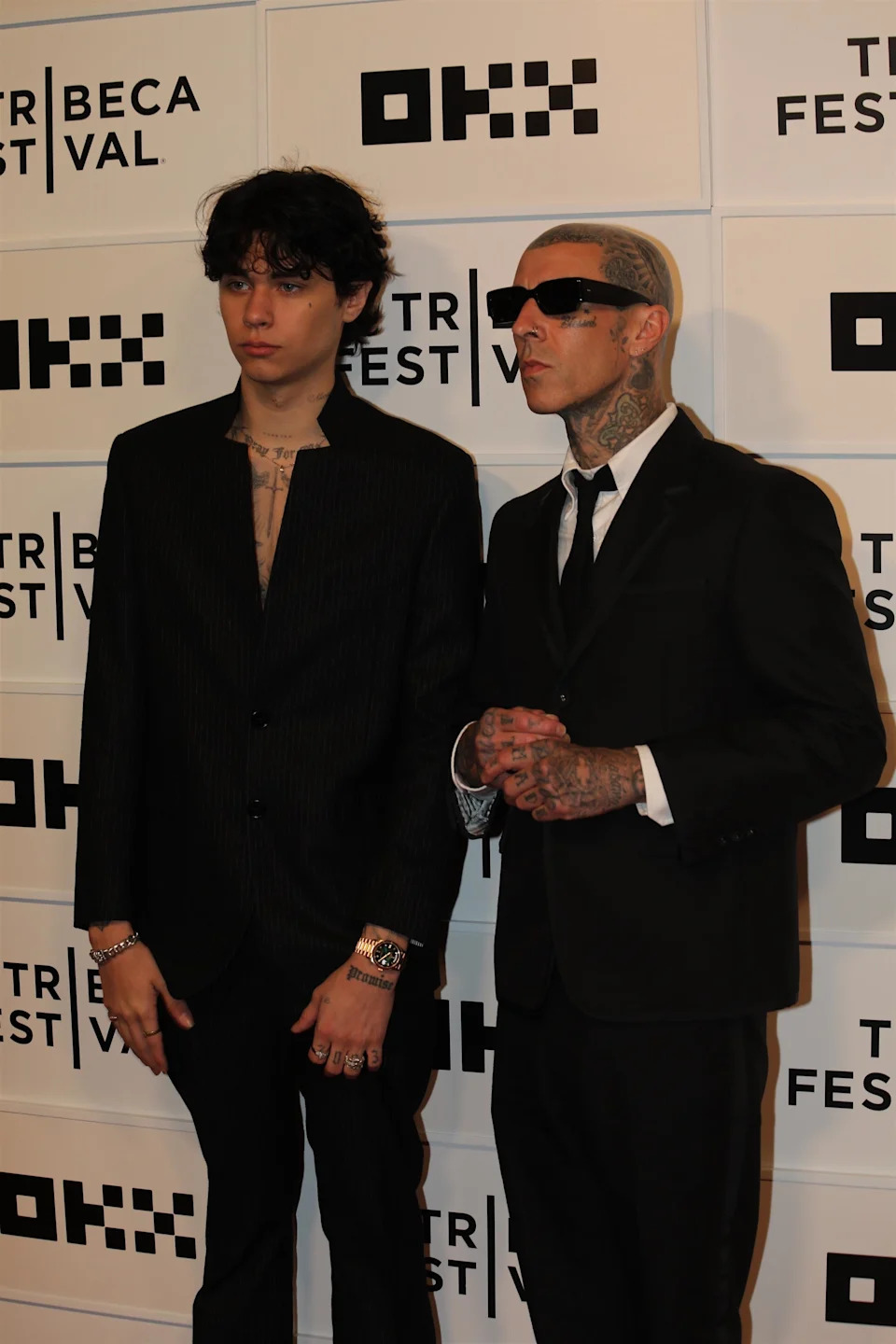 The trio was celebrating the premiere of “Travis Barker: Louder Than Fear.” Nadja Sayej / BACKGRID