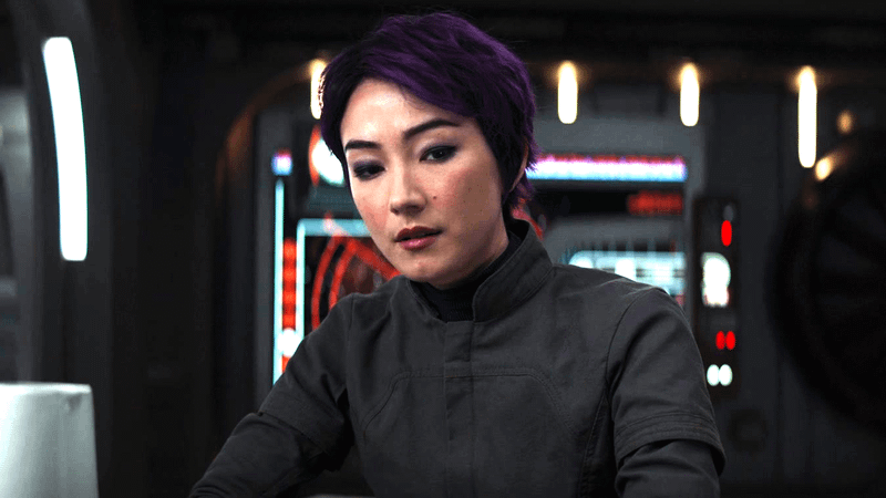 Natasha Liu Bordizzo as Sabine Wren in a ship in 'Ahsoka' Season 1.